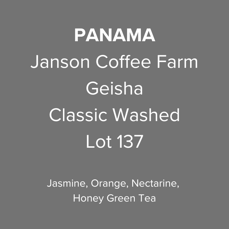 Panama Janson Coffee Farm Hacienda Las Lagunas Geisha Classic Washed Raised Bed Drying Lot 137